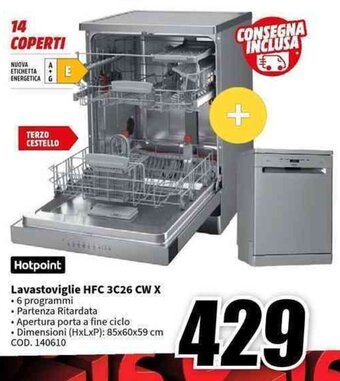MediaWorld Hotpoint Lavastoviglie HFC 3C26 CW X offerta