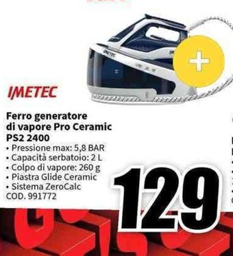 MediaWorld IMETEC Ferro generatore di vapore Pro Ceramic PS2 2400 offerta