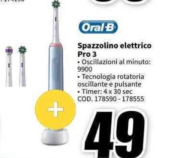 MediaWorld Oral-B Spazzolino elettrico Pro 3 offerta