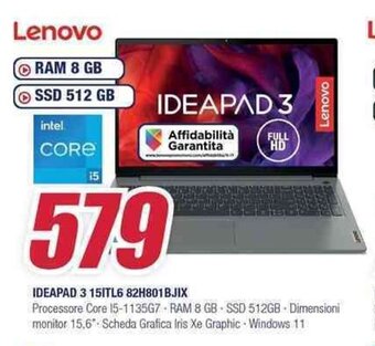 Trony Lenovo IDEAPAD 3 15ITL6 82H8025LIX offerta