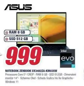 Trony Asus NOTEBOOK ZENBOOK UX3402ZA-KM035W offerta
