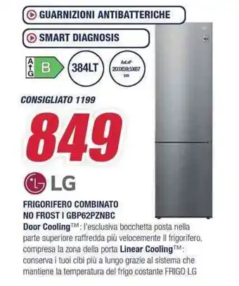 Trony LG FRIGORIFERO COMBINATO NO FROST I GBP62PZNBC Door Cooling™ offerta