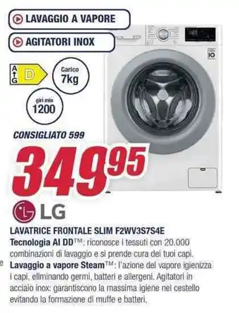 Trony LG LAVATRICE FRONTALE SLIM F2WV3S7S4E Tecnologia Al DDTM offerta