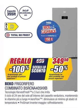 Trony BEKO FRIGORIFERO COMBINATO B5RCNA405HXB offerta
