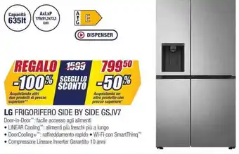 Trony LG FRIGORIFERO SIDE BY SIDE GSJV7 offerta