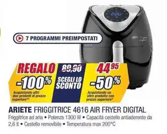Trony ARIETE FRIGGITRICE 4616 AIR FRYER DIGITAL offerta