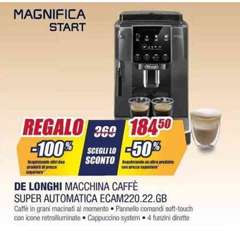 Trony DE LONGHI MACCHINA CAFFÈ SUPER AUTOMATICA ECAM220.22.GB offerta