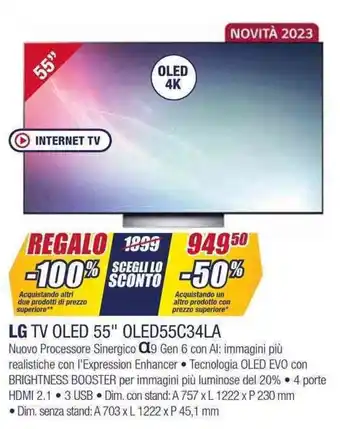 Trony LG TV OLED 55" OLED55C34LA offerta