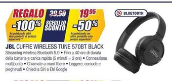 Trony JBL CUFFIE WIRELESS TUNE 570BT BLACK offerta