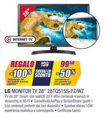 Trony LG MONITOR TV 28" 28TQ515S-PZ/WZ offerta