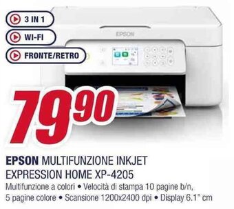 Trony EPSON MULTIFUNZIONE INKJET EXPRESSION HOME XP-4205 offerta