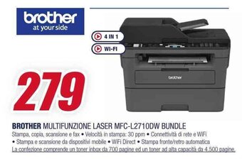 BROTHER MULTIFUNZIONE LASER MFC-L2710DW BUNDLE