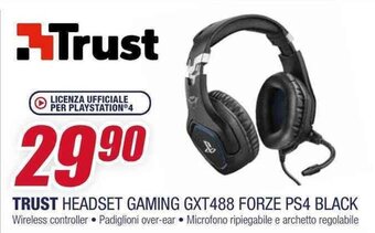 Trony TRUST HEADSET GAMING GXT488 FORZE PS4 BLACK offerta