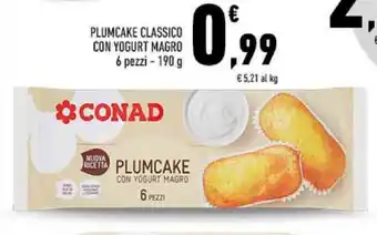 Conad City PLUMCAKE CLASSICO CON YOGURT MAGRO 6 pezzi - 190 g offerta