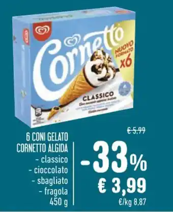 Spazio Conad 6 CONI GELATO CORNETTO ALGIDA 450 g offerta