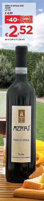 Bennet NERO D'AVOLA DOC AZARI ml 750 offerta