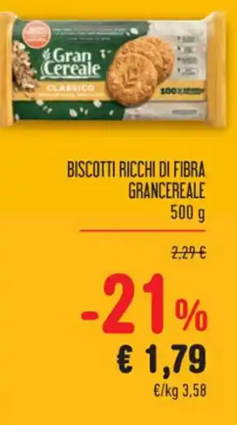 Spazio Conad BISCOTTI RICCHI DI FIBRA GRANCEREALE 500 g offerta