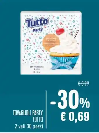 Spazio Conad TOVAGLIOLI PARTY TUTTO 2 veli 30 pezzi offerta