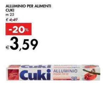 Bennet ALLUMINIO PER ALIMENTI CUKI m 25 offerta