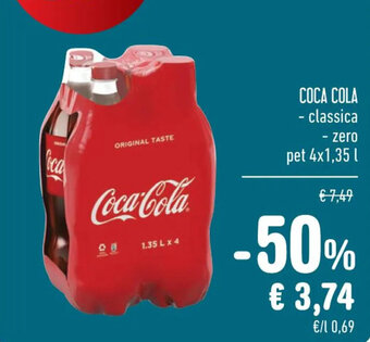 Spazio Conad COCA COLA - classica - zero pet 4x1,35 l offerta
