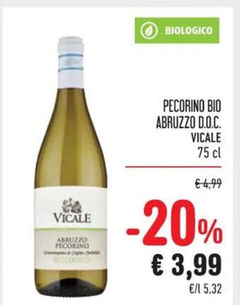 Spazio Conad PECORINO BIO ABRUZZO D.O.C. VICALE 75 cl offerta