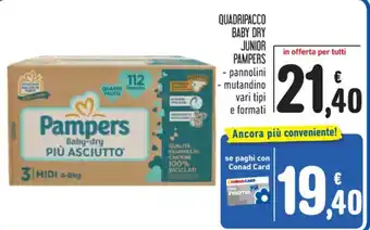 Spazio Conad QUADRIPACCO BABY DRY JUNIOR PAMPERS offerta