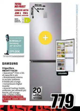 MediaWorld SAMSUNG Frigorifero RB34T775CS9 offerta