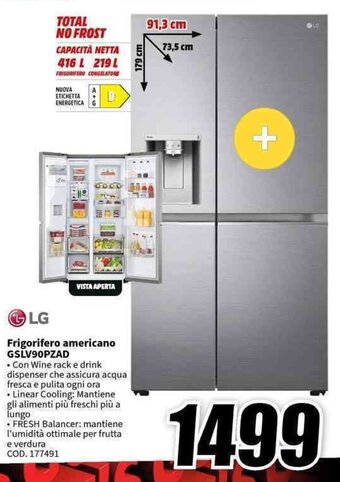 MediaWorld LG Frigorifero americano GSLV90PZAD offerta