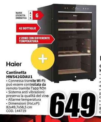MediaWorld Haier Cantinetta HWS42GDAU1 offerta