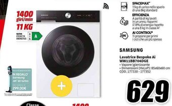 MediaWorld SAMSUNG Lavatrice Bespoke Ai WW11BB704DGE offerta