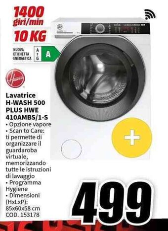 MediaWorld Hoover Lavatrice H-WASH 500 PLUS HWE 410AMBS/1-S offerta