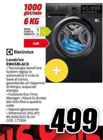 MediaWorld Electrolux Lavatrice EW6SBLACK offerta