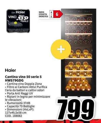 MediaWorld Haier Cantina vino 50 serie 5 HWS79GDG offerta
