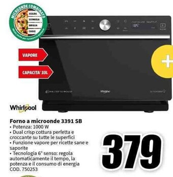 MediaWorld Whirlpool Forno a microonde 3391 SB offerta