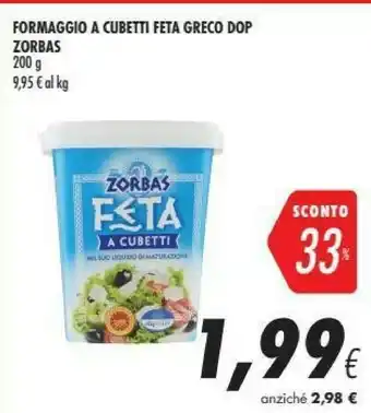 Coop Zorbas Formaggio A Cubetti Feta Greco DOP 200 G offerta