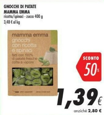Coop Mamma emma Gnocchi Di Patate Fresche Con Ricotta E Spinaci 400 G(ml) offerta