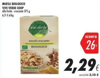 Coop Coop - Muesli Croccante Biologico Vivi Verde 375 G(ml) offerta