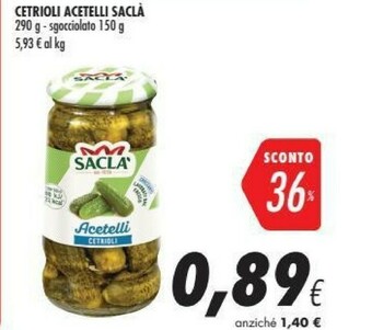 Coop Saclà Cetrioli Acetelli 150 G(ml) offerta