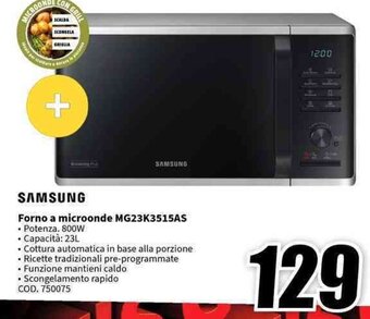 MediaWorld SAMSUNG Forno a microonde MG23K3515AS offerta