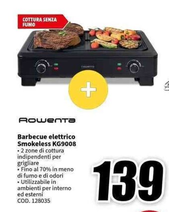 MediaWorld Rowenta Barbecue elettrico Smokeless KG9008 offerta