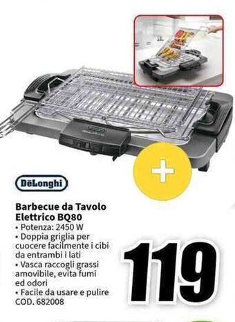 MediaWorld DeLonghi Barbecue da Tavolo Elettrico BQ80 offerta