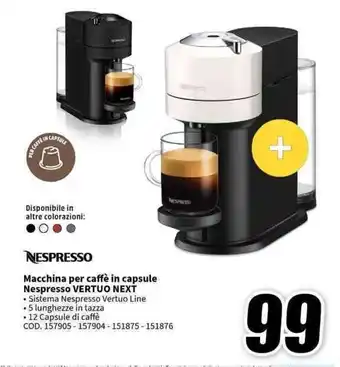 MediaWorld NESPRESSO Macchina per caffè in capsule Nespresso VERTUO NEXT offerta