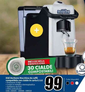 MediaWorld Didì Borbone Macchina da caffè compatibile con cialde in carta E.S.E offerta