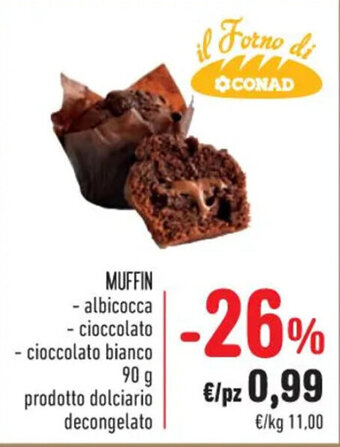Spazio Conad MUFFIN - albicocca - cioccolato - cioccolato bianco 90 g offerta