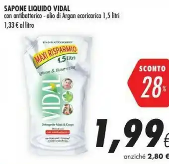 Coop Vidal Sapone Liquido Con Antibatterico/ Olio Di Argan Ecoricarica offerta