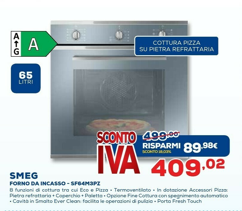 Smeg SF64M3PZS Forno Forno Elettrico 65 L Argento A offerta di Euronics