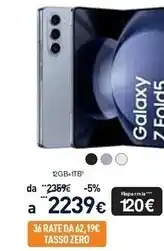 Unieuro Samsung galaxy z fold 5 12gb + 1tb offerta