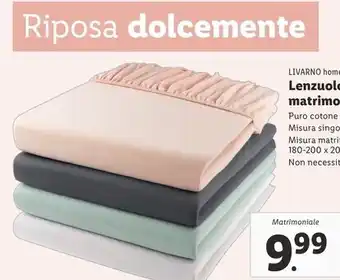 Lidl Livarno home lenzuolo con angoli matrimoniale o singolo offerta