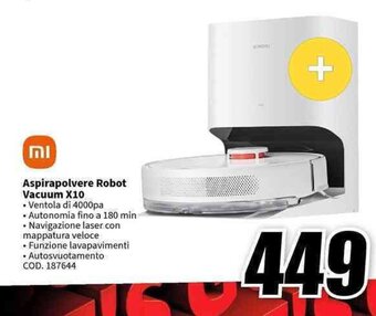 MediaWorld Aspirapolvere Robot Vacuum X10 offerta