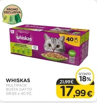 Arcaplanet Whiskas multipack busta gatto gr. 85 x 40 pz. offerta